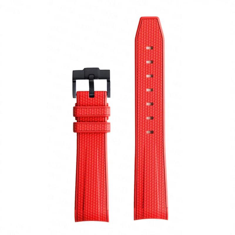 Premium 20mm Rubber Silicone Watch Band with Curved End Design