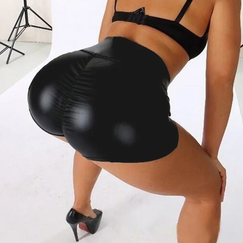 Short cuir PU femme taille haute 2