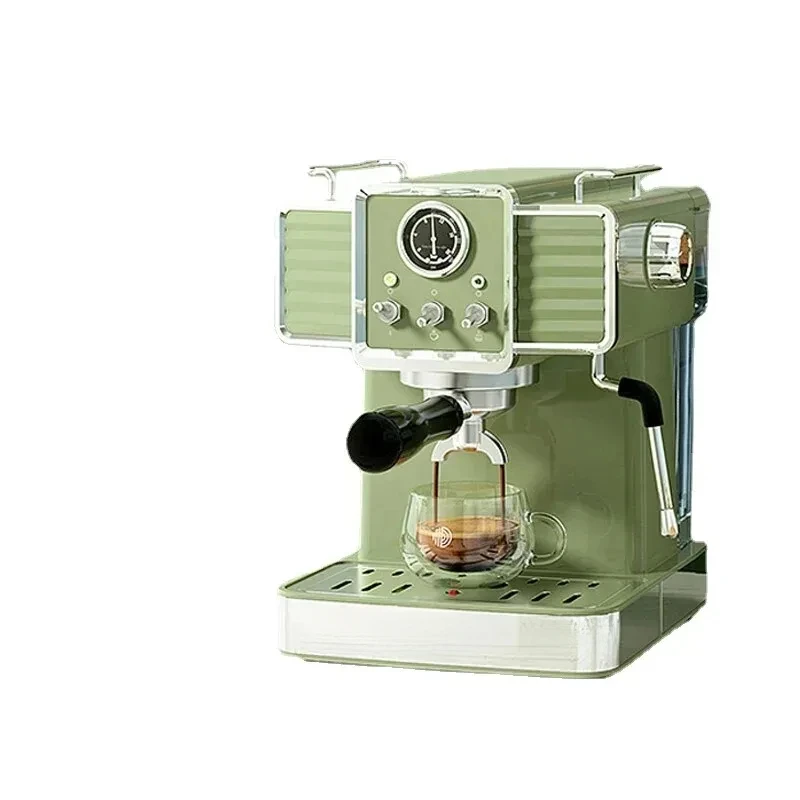 Baicui PE3690 Retro Italian Espresso Machine, Small, Fully Semi Automatic, 15bar Steam Milk Brewing Machine for Home Use