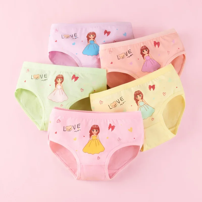 

5Pieces/Lot Children Underwear High Quality Soft Cotton Girls Panties Lovely Cartoon Pattern Kids Underpants Triangle Pants