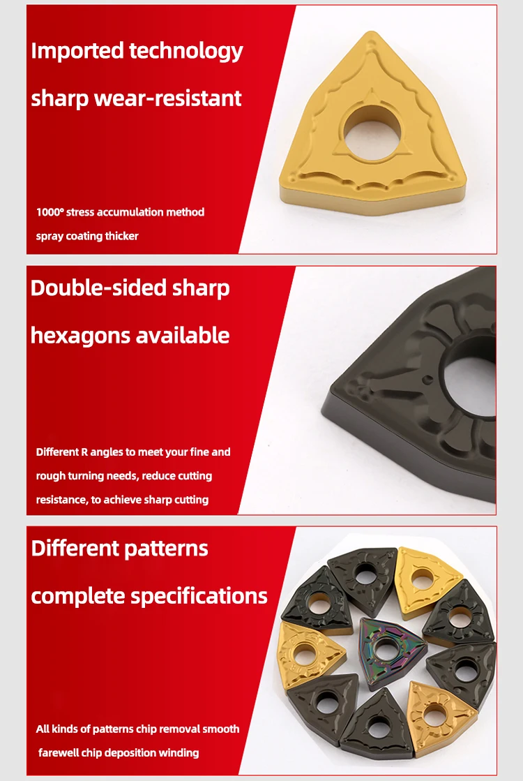 Kakarot Carbide Insert WNMG080404-CQ AP45 WNMG 080408-TM Turning Tools Rough machining CNC Lathe Cutter 10pcs Blade Plate
