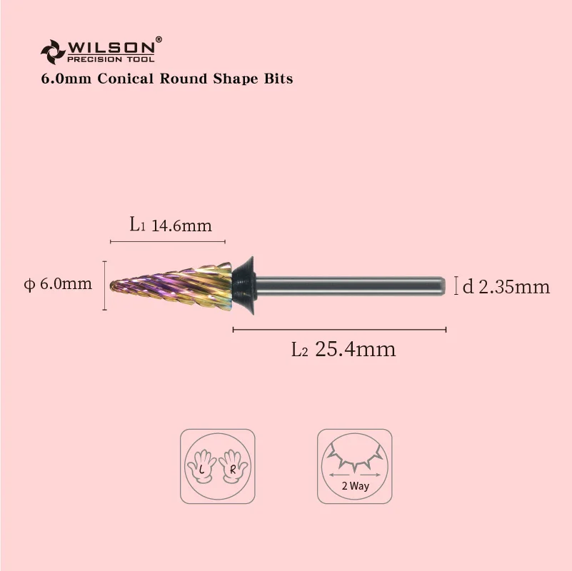 윌슨 6.0mm 원뿔형 라운드 비트 좌우겸용& SC-오른손 전용-SC-6.0 나무 모양 비트 네일 드릴 비트-지르콘 제거용