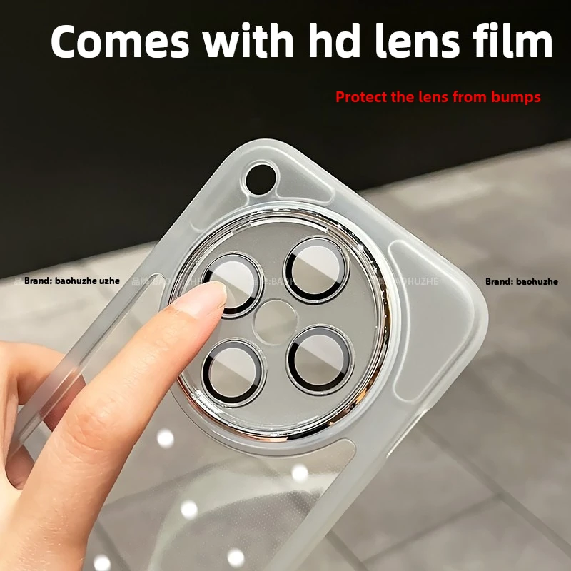 Luxury Transparent TPU Back Cover with Built-in Lens Film and Bumper