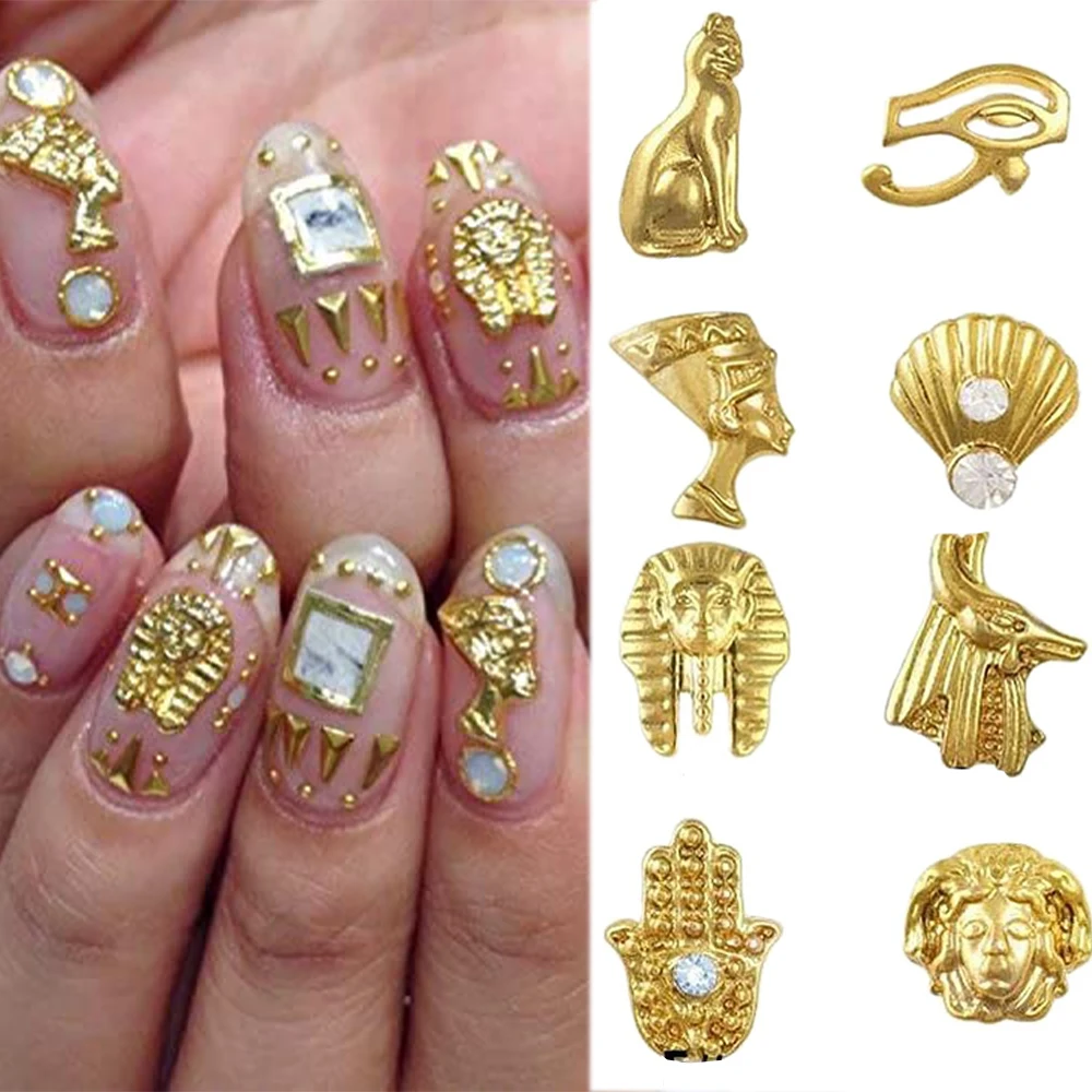 10pcs Egyptian Style Metal Alloy Nail Art Charms Gold Nail