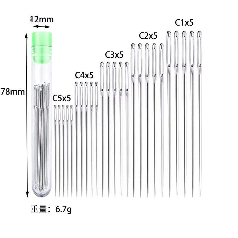 1set Beading Needles with Plastic Storage Bottle Opening Curved