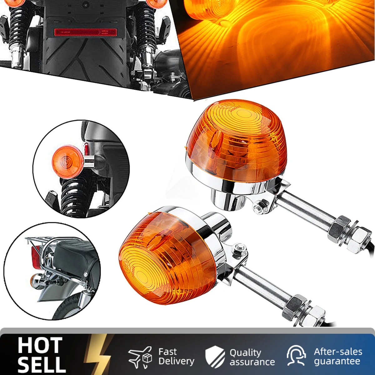 10mm Motorcycle Turn Signal Light Indicators Flashers Blinkers Amber