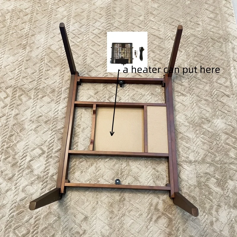 Japanese Kotatsu Full Set Rectangle 105cm Wood Table Comforter Carpet Electric Heater 220V Foot Warmer Heated Mid Century Design