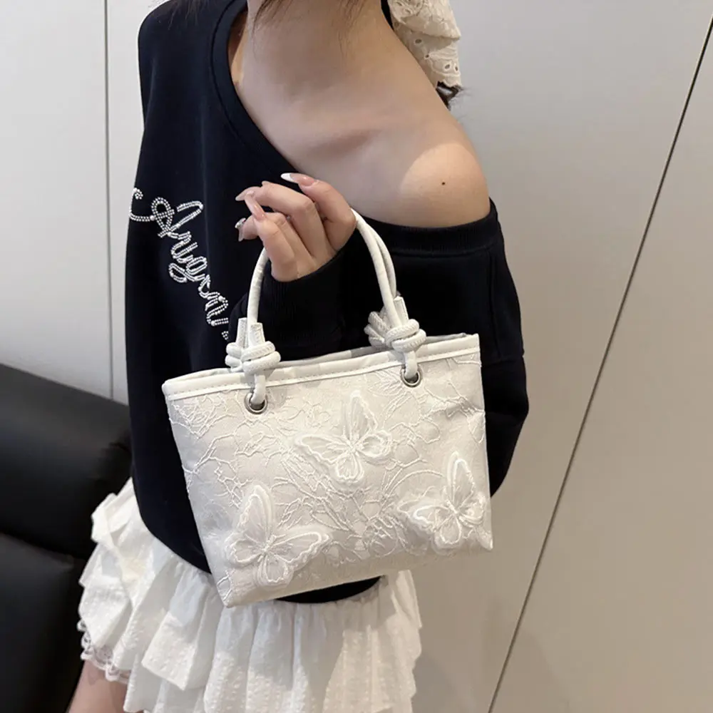 Creative Lace Shoulder Bags Elegant Handbags Embroidery Simple Tote Bag Women
