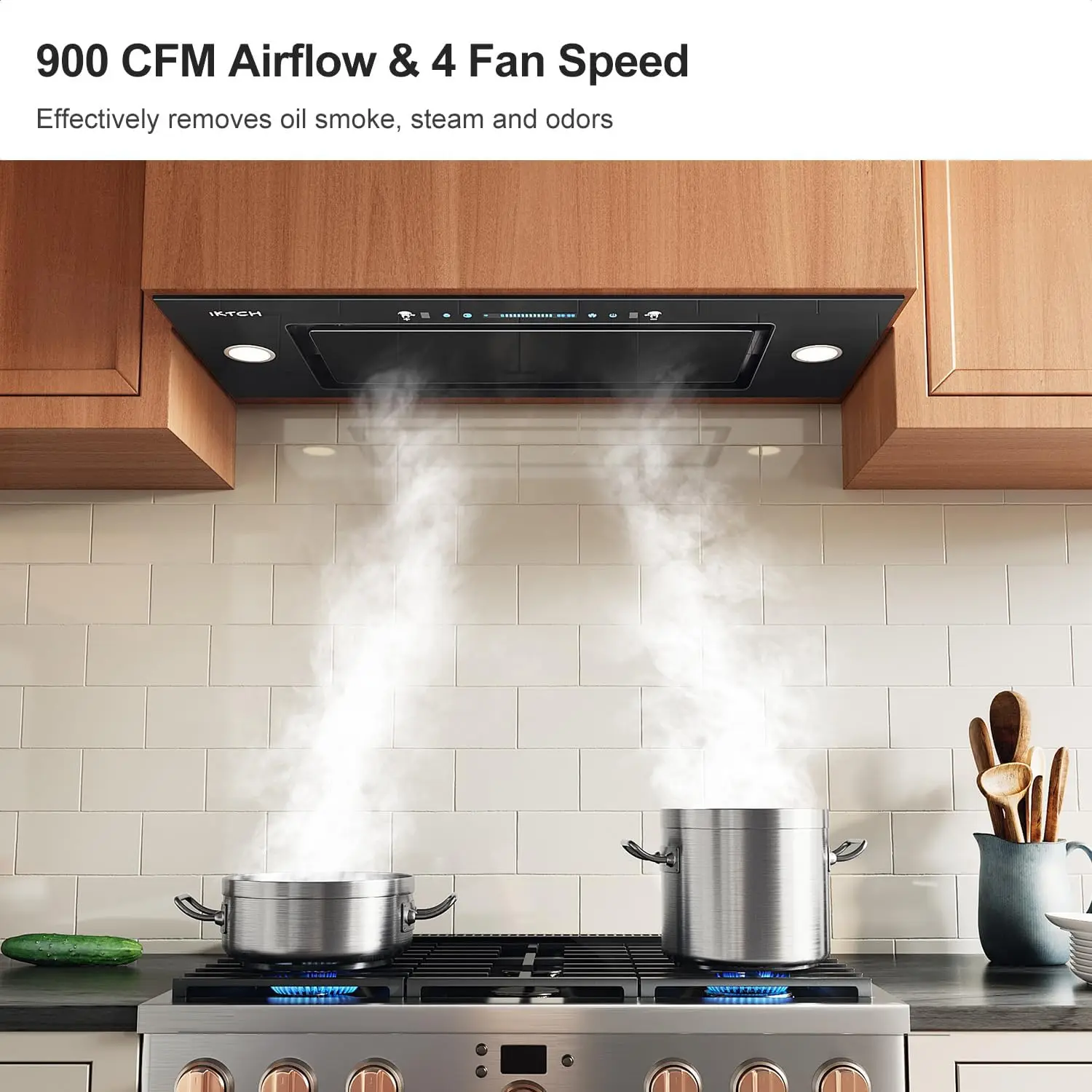 New 36" Range Hood Insert 900 CFM Ducted/Ductless Range Hood with 4 Speed Fan Black Stainless Steel