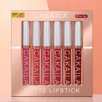 6-Color Lip Gloss Lipstick Set Liquid Matte Velvet Matte Women's Makeup Long-lasting Waterproof Non-stick Cup Non-fade 3