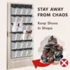 14/24 Pockets Over the Door Shoe Organizer Transparent Large Mesh Pockets With 4 Hooks Fabric Storage Bag Shoe Rack For Bedroom 4