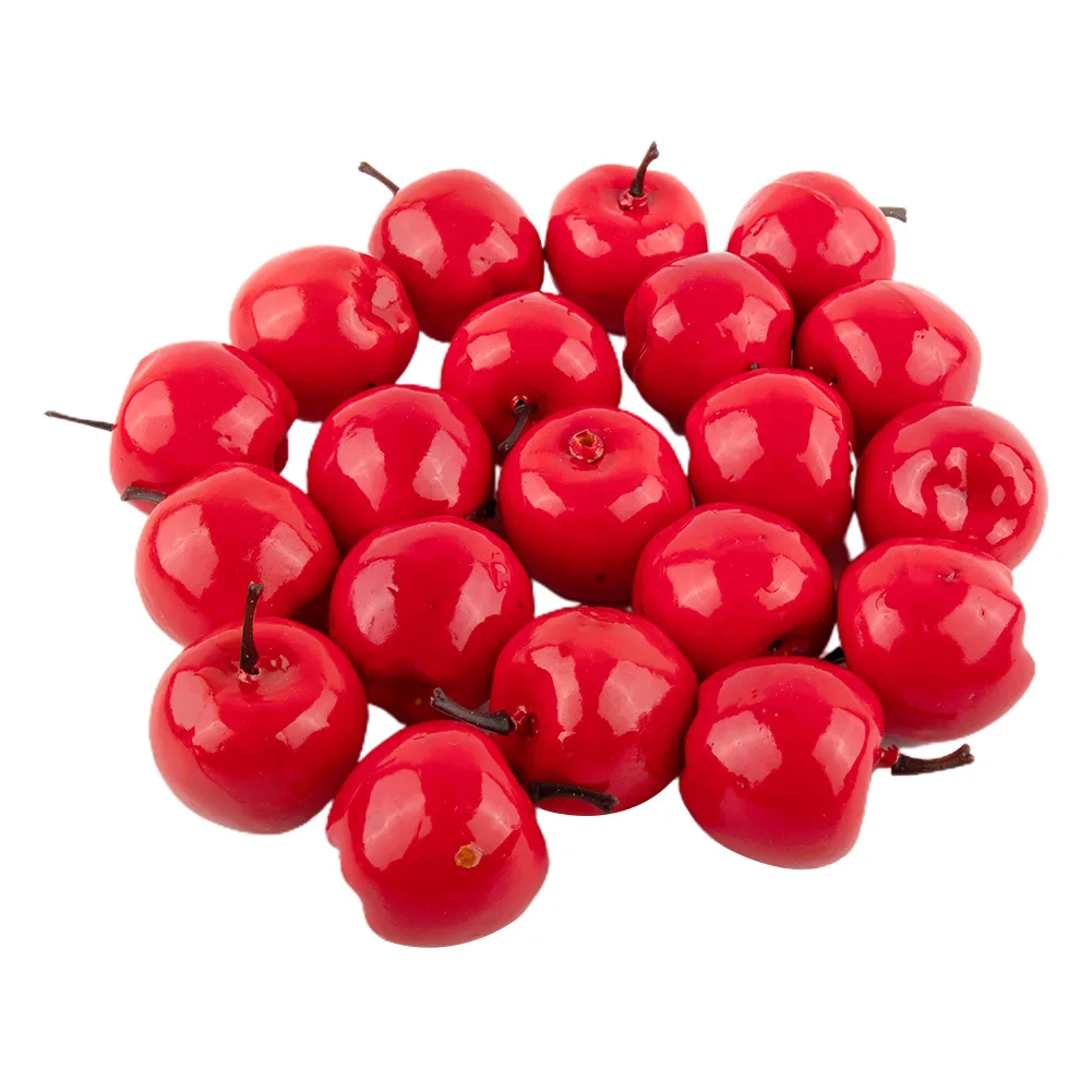 20pcs Rot/Grün Mini Künstliche Apple Gefälschte Obst Simulation Lebensechte Ornament Dekor Home Küche Party Weihnachten Dekoration – Detail 5