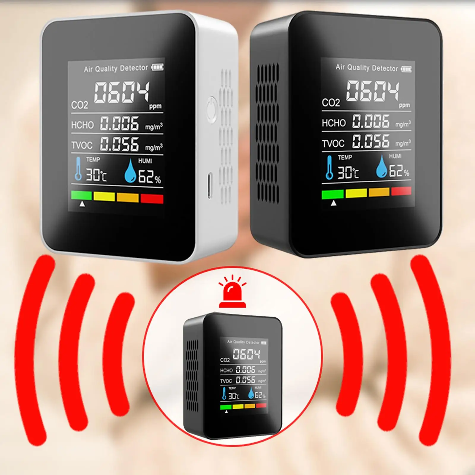 Intelligent Carbon Dioxide Detector Digital Display Temperature Humidity Meter for Kitchen