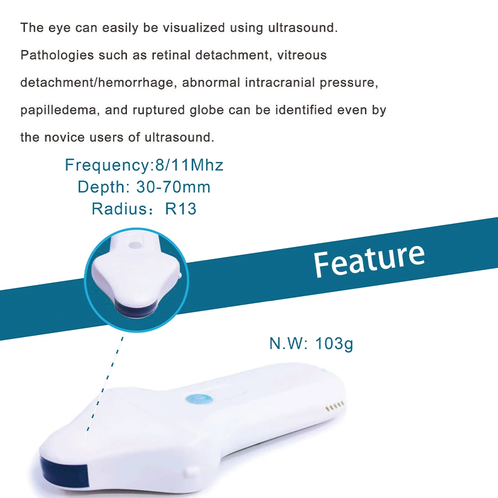 C10UE 128E Wireless Ultrasound Probe for Ophthalmic Color Doppler  8-11Mhz Eyes Scanner Eye Disease Diagnose Machine