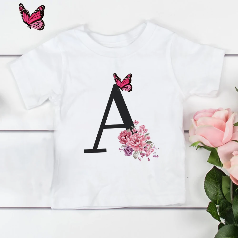 Детская летняя футболка с коротким рукавом и надписью цветы | одежда обувь