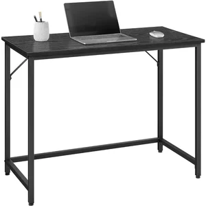 VASAGLE 39.4 Inch Computer Desk, Home Office Small Study Workstation, Simple Assembly, Steel Frame, Black with Wood Grain+Black