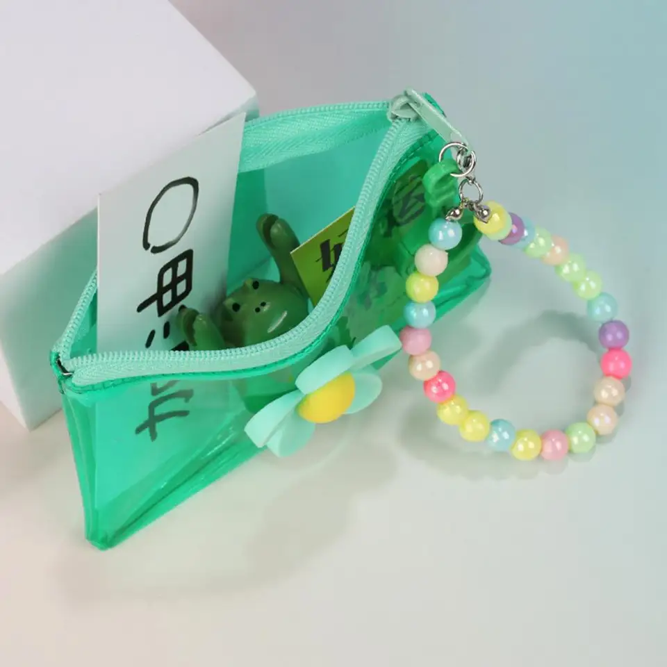 Set 3 Portacarte Trasparenti Impermeabili Con Portachiavi - Mini Portafoglio In PVC Con Catena, Piccolo Portamonete Per Donne E Ragazze, Per Carte E Contanti
