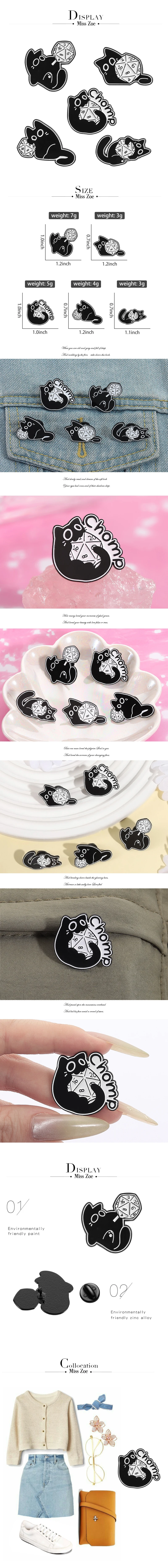Brettspiele Emaille Pins Benutzerdefinierte süße clevere schwarze Katze Broschen Revers Abzeichen Kleidung Tier Schmuck Geschenk für Kinder Freunde – Detail 1