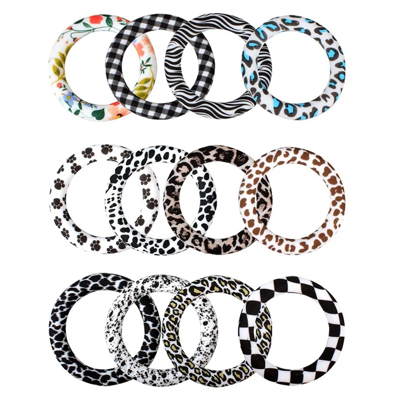 16 Pcs Silicone Beadable O Rings,Silicone Loop With 2 Holes,65Mm Silicone Bead Ring Bead For DIY Pendant Keychain-A021