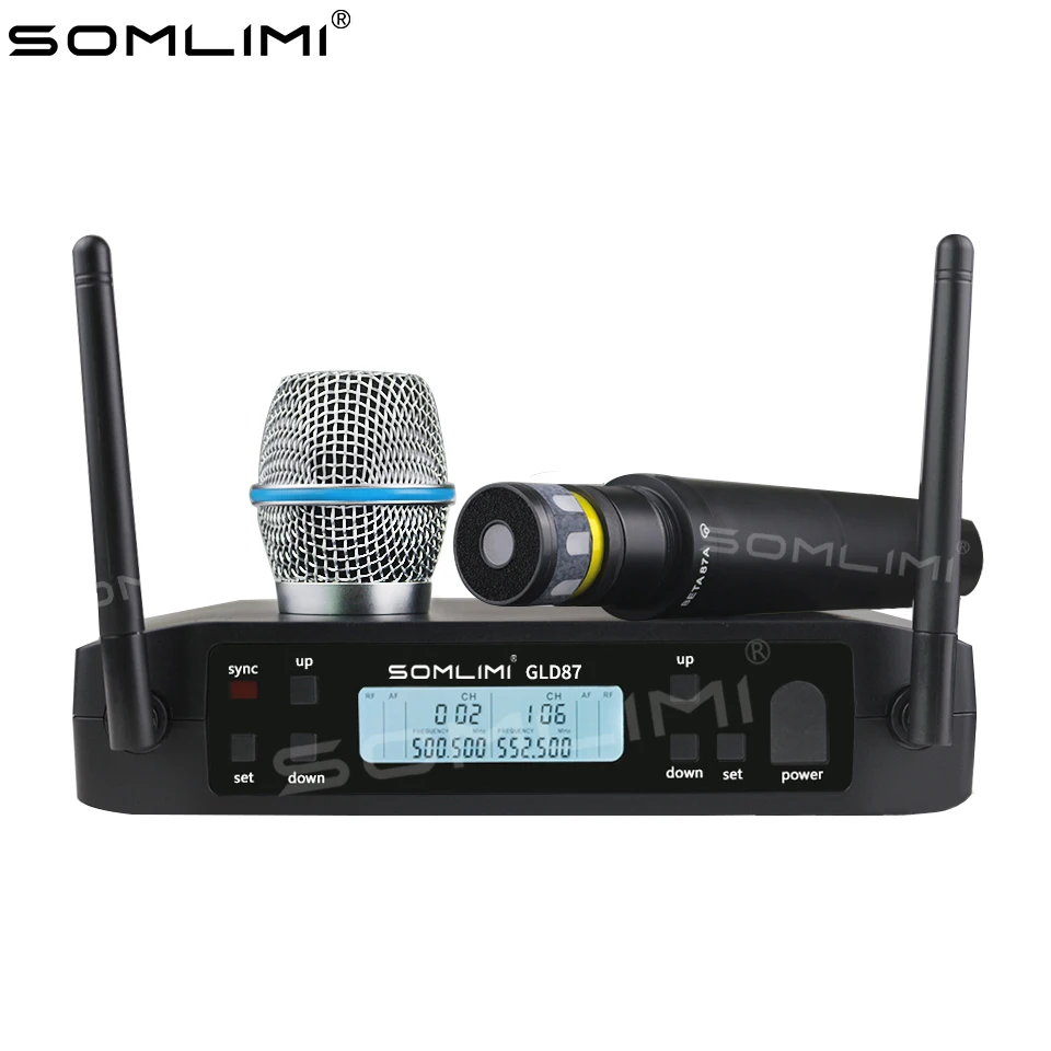 SOMLIMI 500-599MHz B87A 무선 마이크, UHF 2 채널 전문, 파티 노래방 교회 쇼 모임
