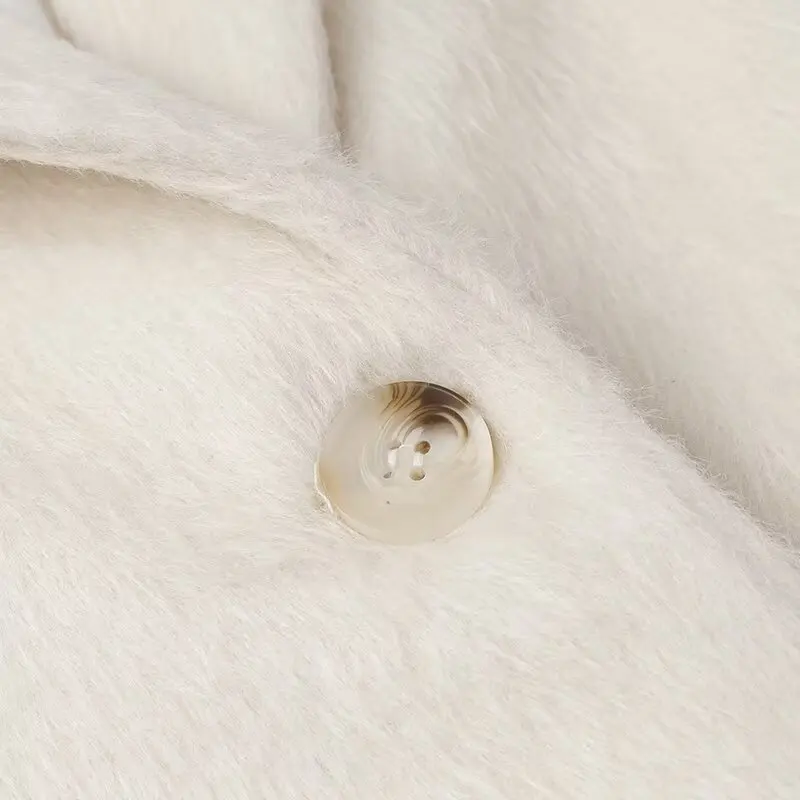 Streetwear Long Hairy Shaggy Blazer Boyfriend Retro Women Back Double Slit Front Pockets Loose Oversized Suit Fashion Coat