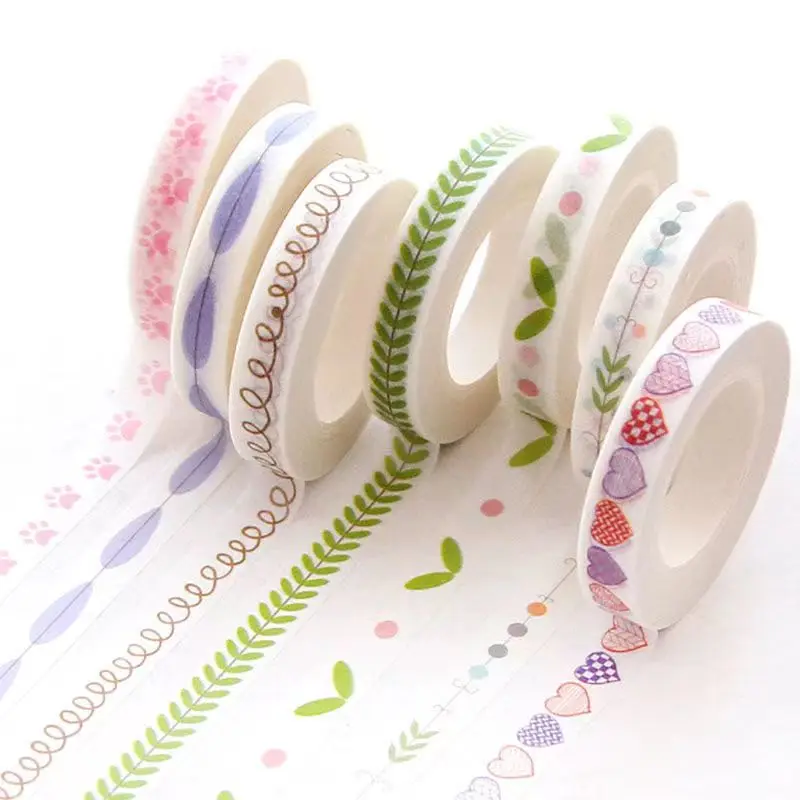 0.7cm*10m Heart Kawaii Washi Tape Decoration Scrapbooking Papeterie Autocollant Masking Tape School Supplies Sticker Stationery