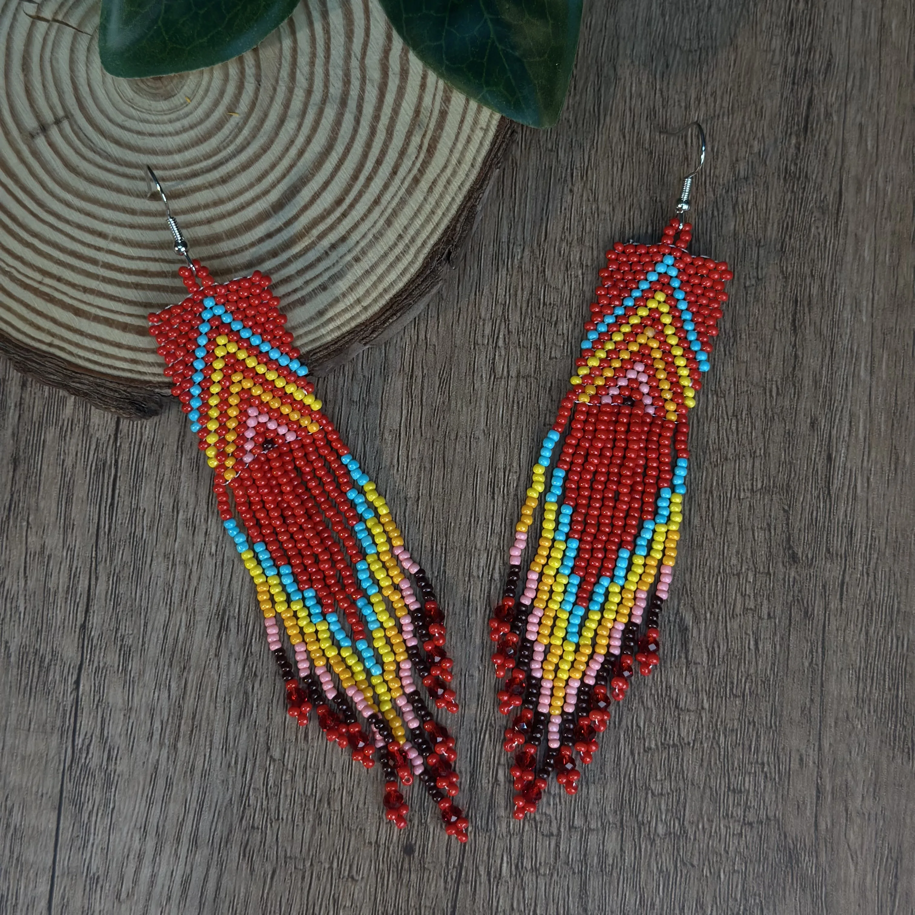 Böhmische bunte Quasten-Perlenohrringe, Samenperlen, handgefertigter Design-Schmuck, Damenmode-Accessoires, Strandurlaubskleidung – Detail 8