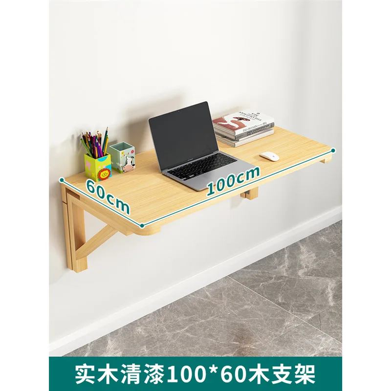 Mesa plegable de madera maciza montada en la pared, soporte Triangular, mesas impermeables y resistentes a las manchas, fáciles de limpiar