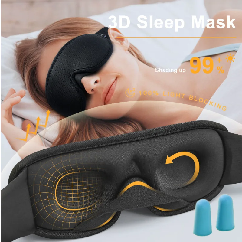 3DSleepingMaskEyeshadeCoverBlindfoldBlockOutLightSoftPadd