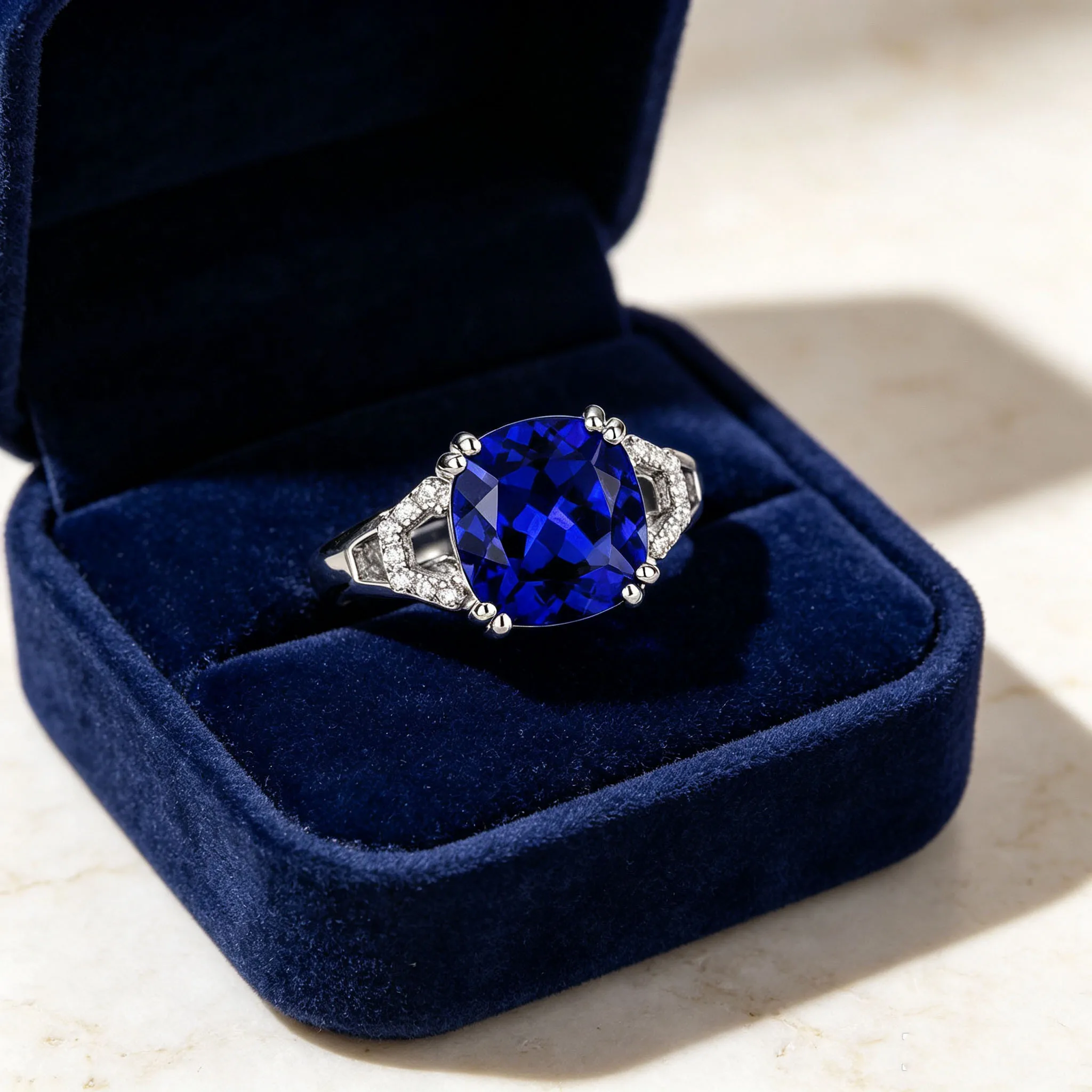 Elegant Women's Sterling Silver Ring with Blue Sapphire, Ruby, and Emerald Inlay