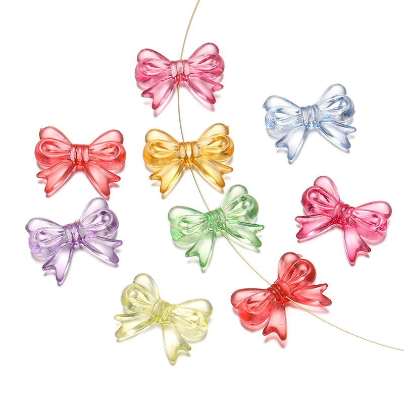 30Pcs/Lot 14x18mm Multicolor Transparent Bow Acrylic Bead
