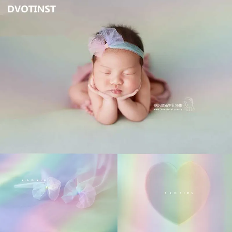 Dvotinst Newborn Baby Photography Props Mesh Rainbow Background Blanket Headbands Studio Shoot Accessories Fotografia Photo Prop dvotinst newborn photography props for baby soft cotton mesh wraps background blanket fotografia accessories shoots photo props