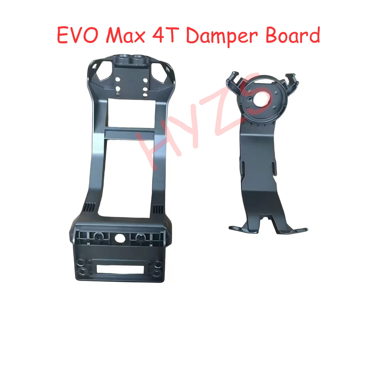Kit coque drone 3-en-1 avec amortisseur gel, pièces détachées disposées sur fond noir.