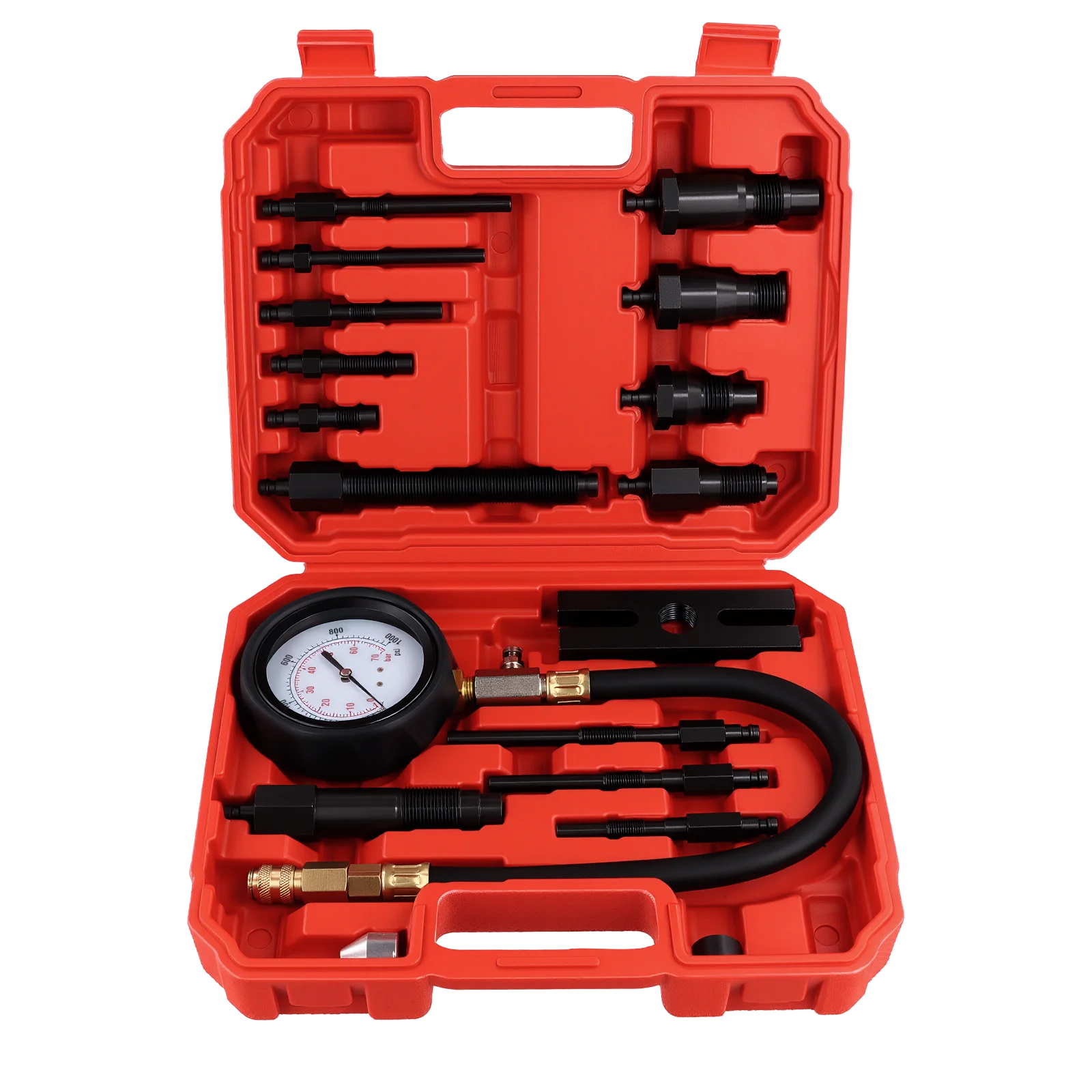 Podofo TU-15B Dieselmotor Zylinderdruck-Messgerät Set 18-teilig 0-70 Bar/0-1000 Psi Druckmesser Automotive Zylindertester Kit – Detail 9
