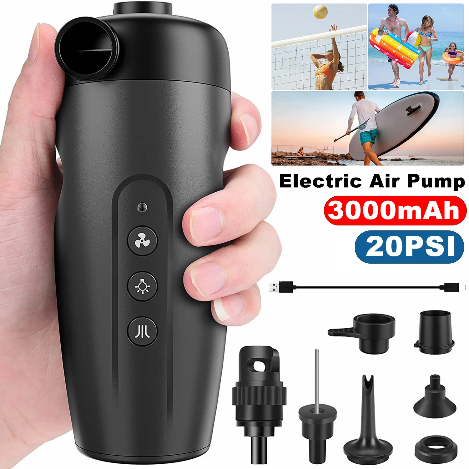 20psi-electric-air-pump-inflator-for-mattress-mat-3000mah-usb-charging-type-c-quick-filling-air-compressor-electric-inflator-vac