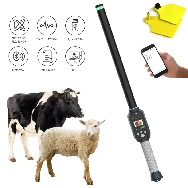 Maitepus Animal RFID Stick Reader Farm Animal Reader New Microchip Tube Glass Tag Antenna Bluetooth Handheld Stick