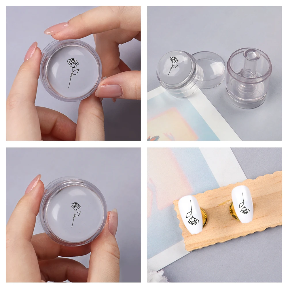 ANGNYA Adjustable Size Nail Stamper Transparent Jelly Silicone Stamp for French Nails Manicuring Kits Nail Art Stamping Tool 5