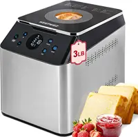 Quiet Bread Maker Machine, 710W Die-Cast Ceramic Pan Bread Machine with Dual Heaters, Stainless steel Breadmaker with Auto Fruit 1