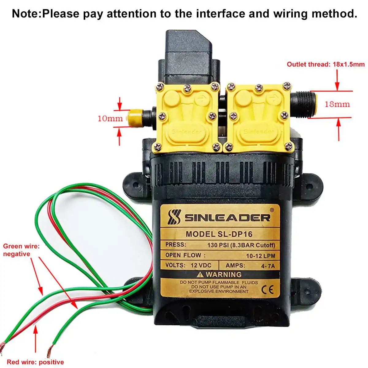 12V 130PSI 10-12LPM Water Pump Agricultural Electric Dual Power