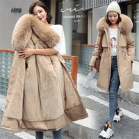 Winter Parka Jacket For Women 2024 New Long Sleeve Clothes Fashion Hooded Fur Collar Coat Thick Warm Casual Medium Length Coats 1