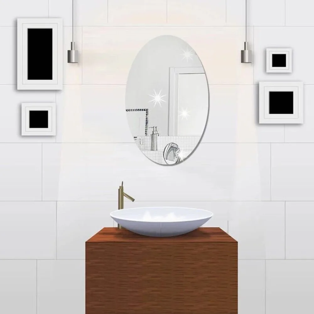 1pc Acrylic Anti Fog 3D Self-adhesive Mirror for Wardrobe Bathroom Oval Rectangle Make Up Mirror Stickers wall sticker mirror wall sticker acrylic wall sticker Home Wall Decoration