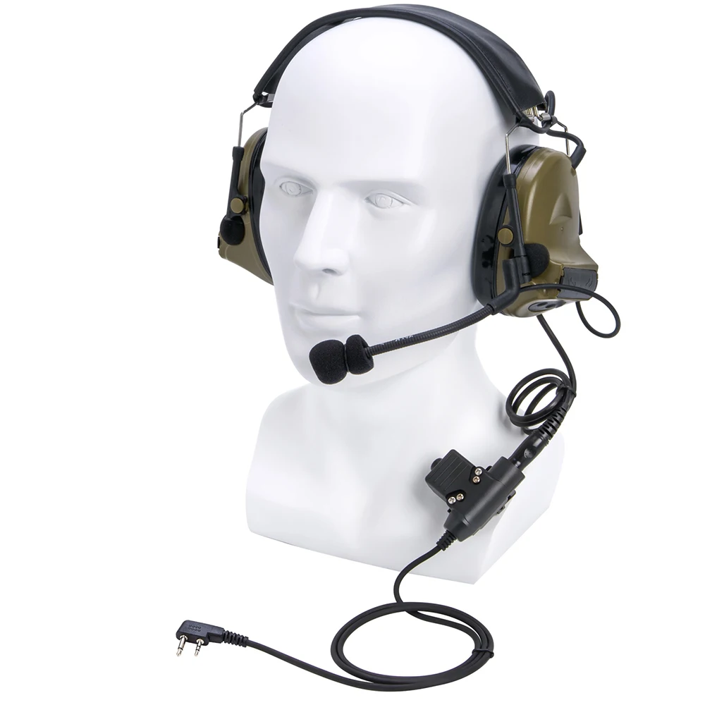 U94 PTT+green Tactical Headset and Noise Reduction Hearing Protection Shooting Headphone for Walkie Talkie Icom V8 V80 V82 u94 ptt green tactical headset and noise reduction hearing protection shooting headphone for yaesu vertex vx 6r vx 7r ft 270r