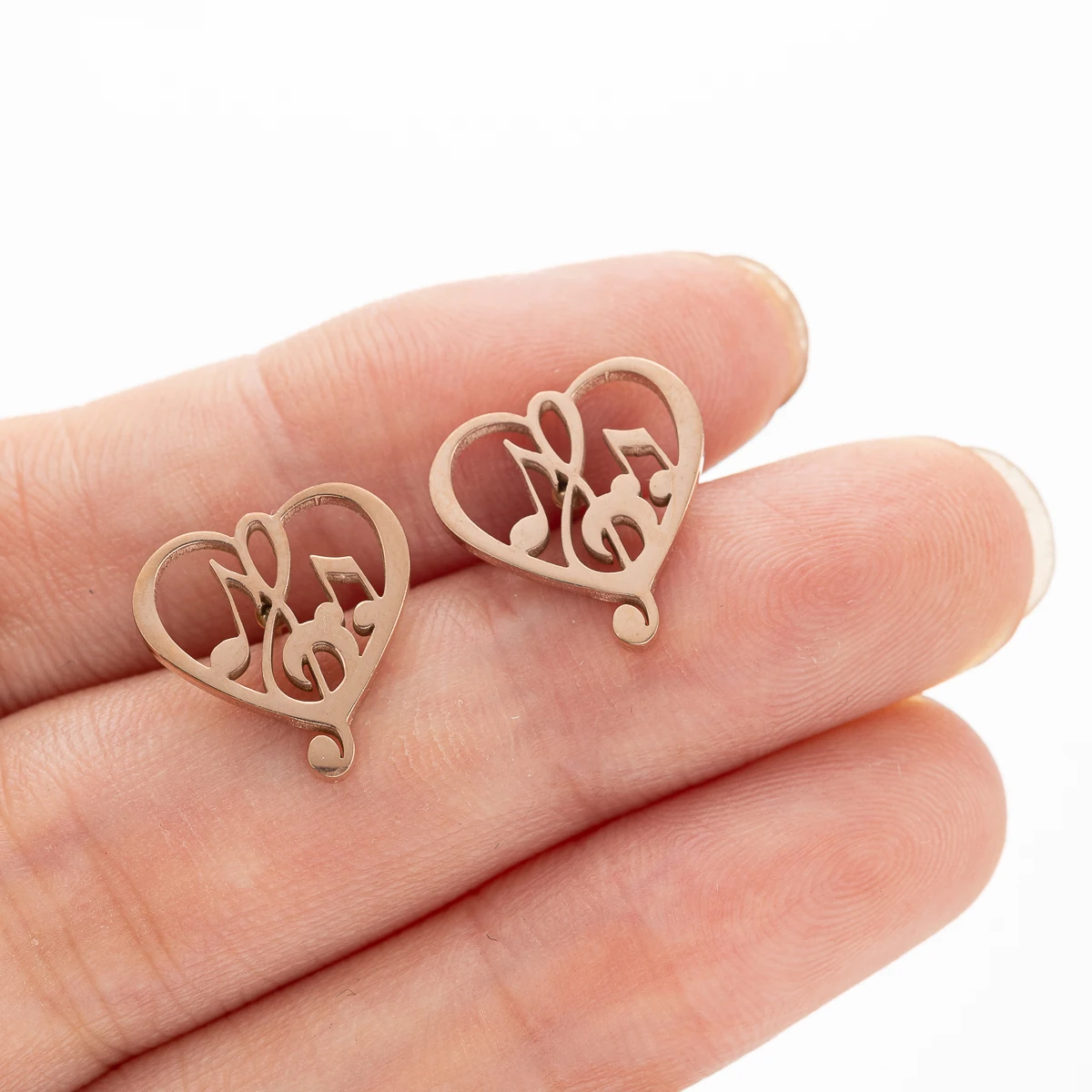 1 par de pendientes de nota musical coreana corazón de agudos y bajos  pendientes de acero inoxidable de moda para mujer regalo de boda joyería  pendi - AliExpress, image size:1200x1200