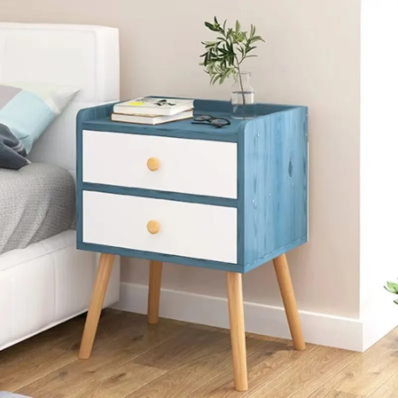 Luxury Beautiful Nightstand Wood Minimalist Modern Organizer Bedside Table Shelves Storage Simple Mesita De Noche Furniture