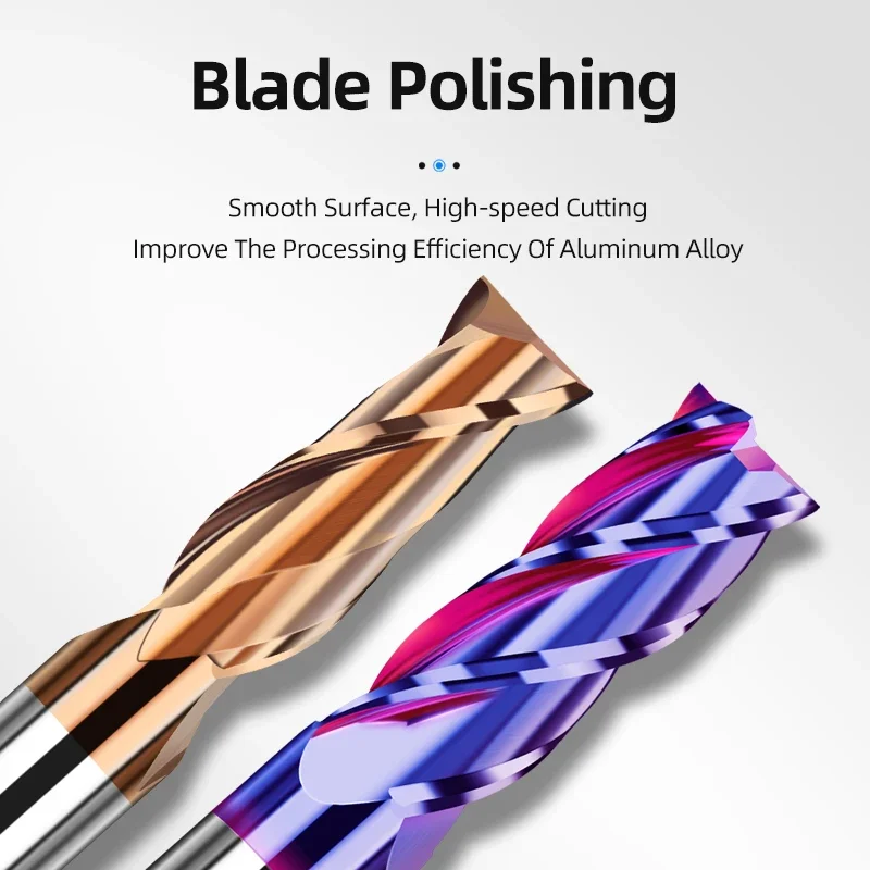 Tooleye Carbide End Mills Cutting Tool CNC Maching Alloy Coating Flat Metal Cutter 2/4 Flutes Tungsten Steel Milling Cutter
