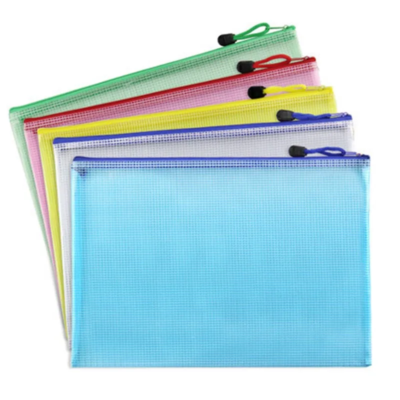 1PC File Folders Transparent Document Bag A3/A4/A5/A6 Grid Zipper PVC MIni Bags 