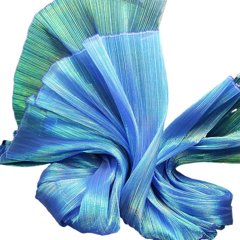 100x150CM Farbverlauf Plissierter Stoff DIY Knitter-Dekoration Weiches Garn Organza-Material Hochzeitsfotografie-Hintergrund Bühnendekoration – Detail 6