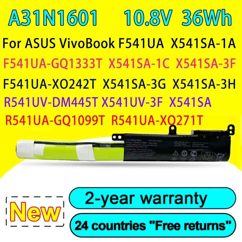 

Новинка A31N1601 0B110-00440000 Аккумулятор для ноутбука ASUS F541UA R541UA R541UJ R541UV X541SA X541SC X541U X541UA Series 10,8 V 36Wh