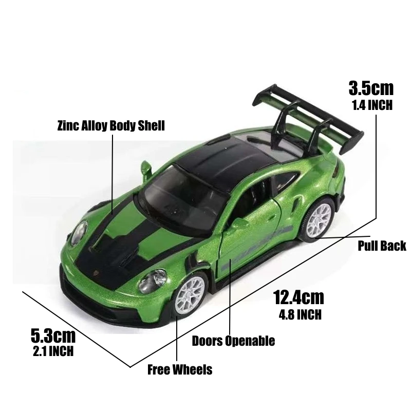 1/36 Porsche 911 GT3 RS Toy Car Model For Children RMZ CiTY Miniature Racing Free Wheels Pull Back Diecast Metal Collection Gift 6
