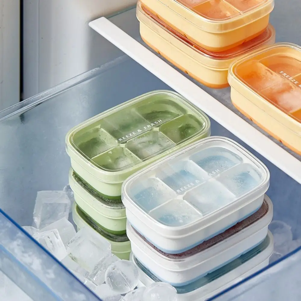 6 Grids Ice Cube Mold with Lid Easy To Release Freezer Ice Tray DIY Tools Maker Cube Storage Box